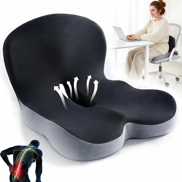 Non-Slip Memory Foam Chair Pad with Back Support
