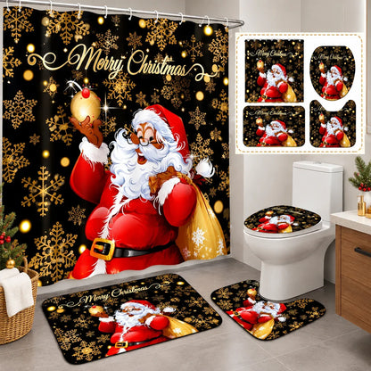 🔥😍🎄🛁 Christmas Bathroom Makeover Set – 4 Matching Pieces for Instant Holiday Cheer