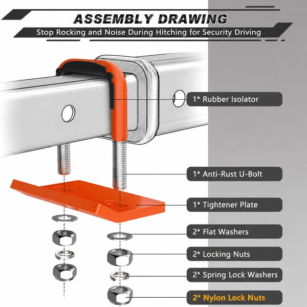 🛠️🚛 Heavy Duty Anti-Rattle Trailer Hitch Tightener Stabilizer