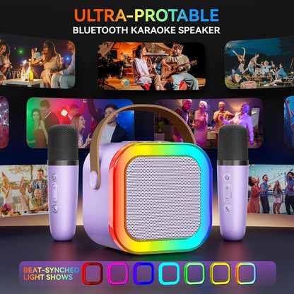 Portable Mini Karaoke Machine with 2 Wireless Microphones