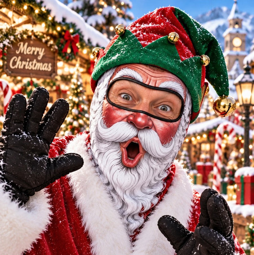 🎿 Realistic Ski & Snowboard Face Mask – Funny Balaclava | New Santa Elf Style🎅