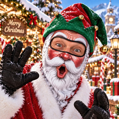🎿 Realistic Ski & Snowboard Face Mask – Funny Balaclava | New Santa Elf Style🎅