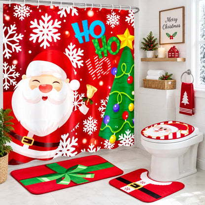 🔥😍🎄🛁 Christmas Bathroom Makeover Set – 4 Matching Pieces for Instant Holiday Cheer