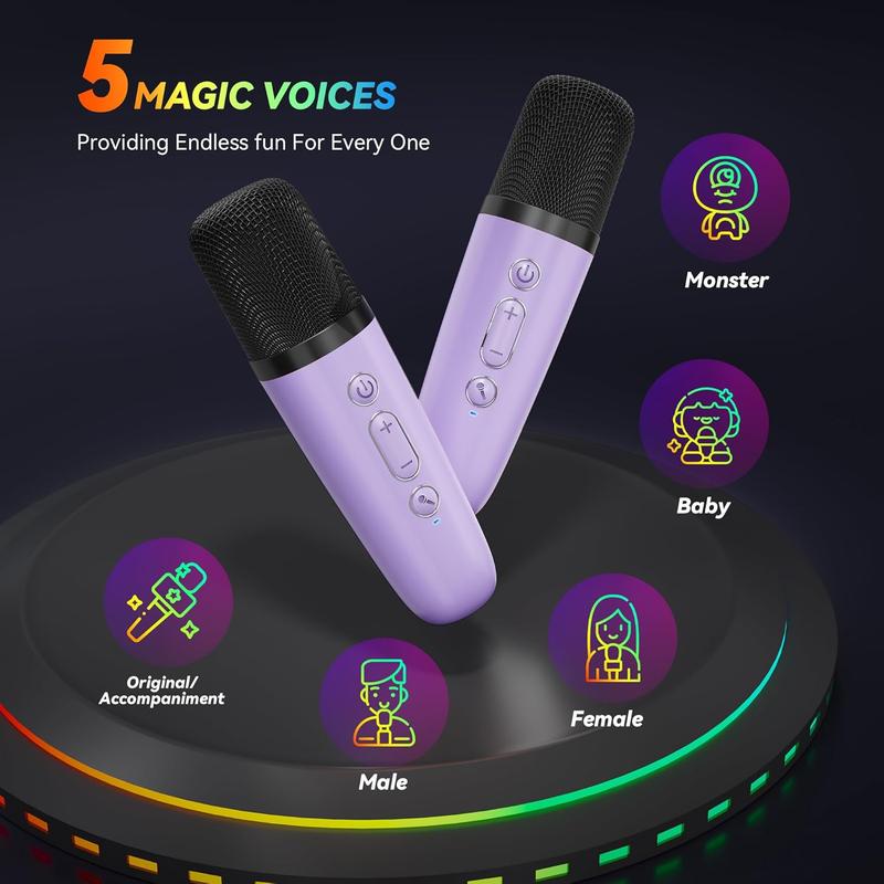 Portable Mini Karaoke Machine with 2 Wireless Microphones