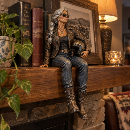 Old Biker Soul – Women Ride Too Shelf Sitter Figurine Collection