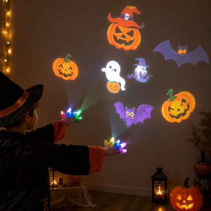 Luces LED de proyección para dedos de Halloween – Juego de artículos para fiestas