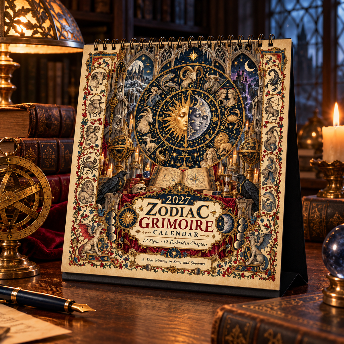 2027 Zodiac Grimoire Calendar| 12 Signs, 12 Forbidden Chapters