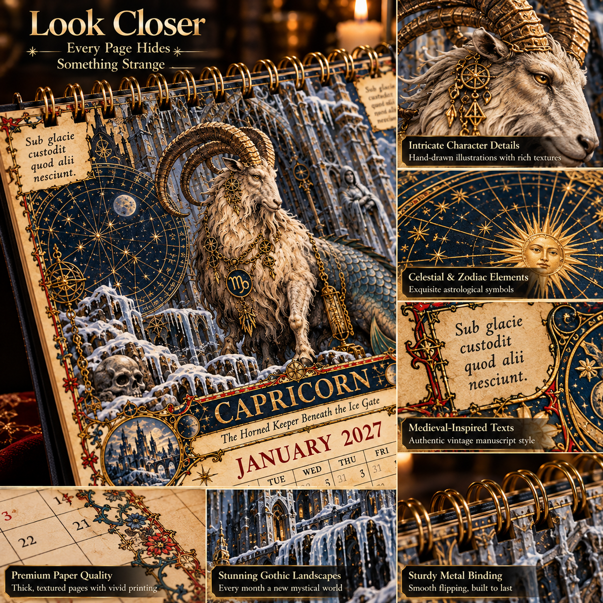 2027 Zodiac Grimoire Calendar| 12 Signs, 12 Forbidden Chapters