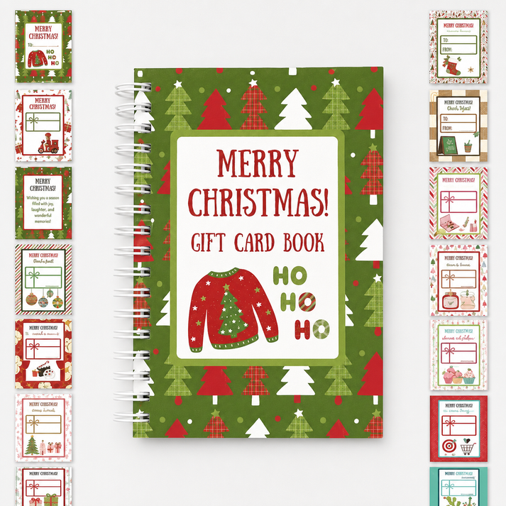 🎄📚Libro de tarjetas de regalo navideñas - 🎁¡Sorpresas en cada página!📚Tapa dura y resistente
