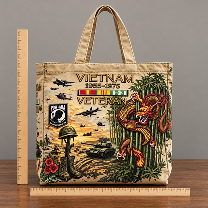 🌹Vietnam Veteran Canvas Tote Bag – Embroidered Tribute Gift