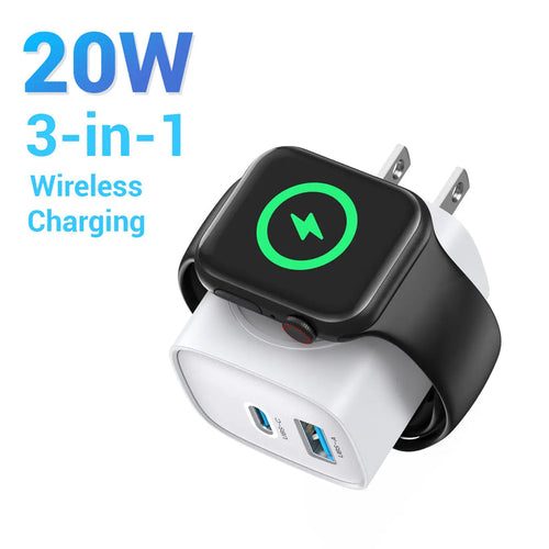 🔋 Cargador magnético 3 en 1 para Apple Watch | Cargador de pared USB-C de carga rápida