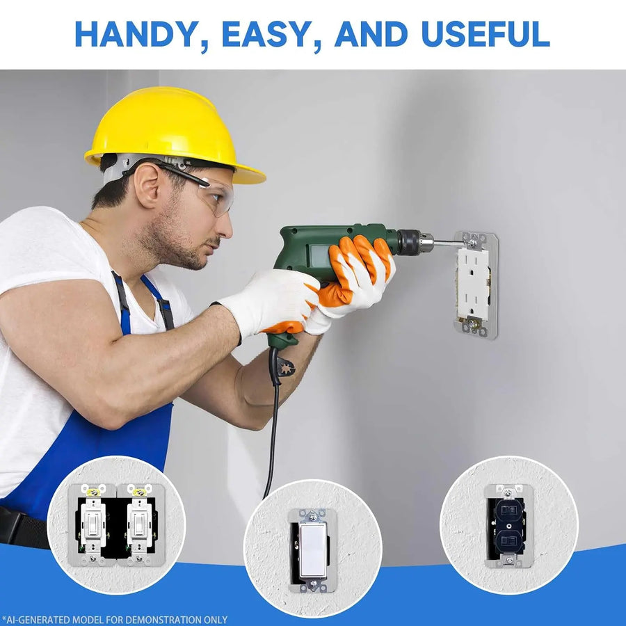 10 espaciadores para placas de pared, espaciadores para tomas de corriente, placas niveladoras de metal para empotrar para reparación de tomas de corriente, para arreglar tomas de corriente sueltas y cajas eléctricas
