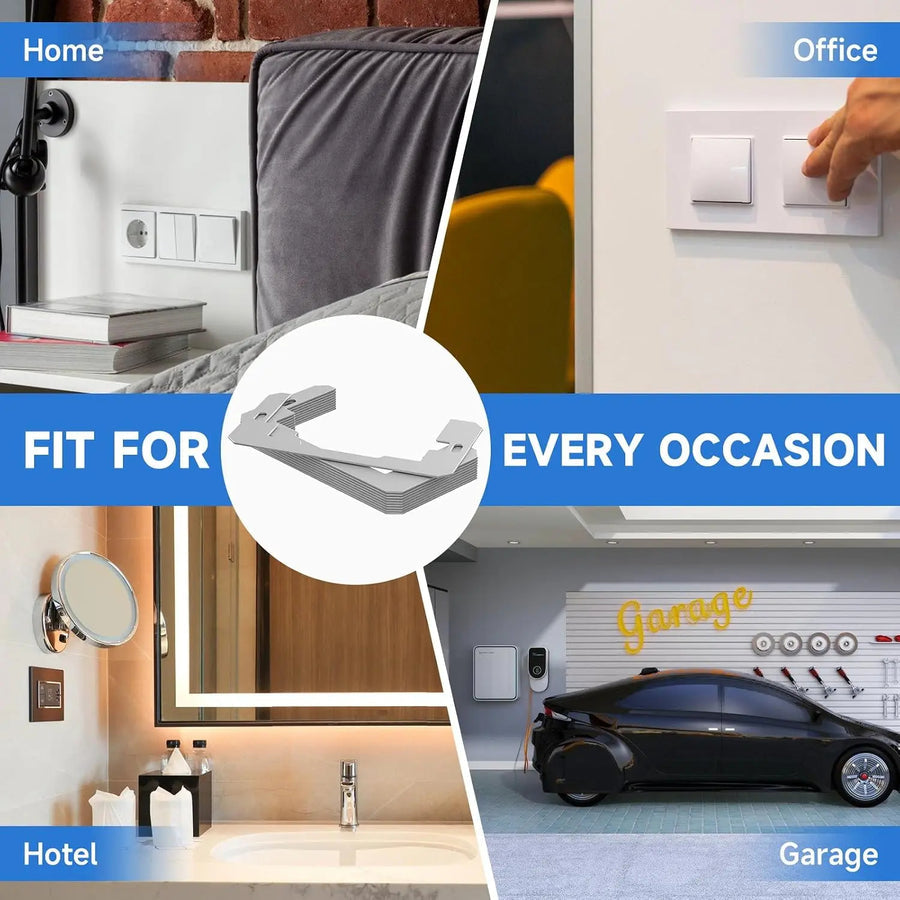 10 espaciadores para placas de pared, espaciadores para tomas de corriente, placas niveladoras de metal para empotrar para reparación de tomas de corriente, para arreglar tomas de corriente sueltas y cajas eléctricas