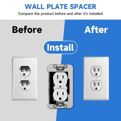 10 espaciadores para placas de pared, espaciadores para tomas de corriente, placas niveladoras de metal para empotrar para reparación de tomas de corriente, para arreglar tomas de corriente sueltas y cajas eléctricas