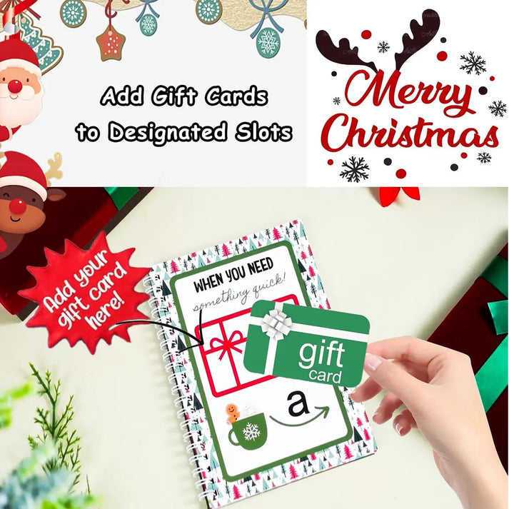 🎄📚Libro de tarjetas de regalo navideñas - 🎁¡Sorpresas en cada página!📚Tapa dura y resistente