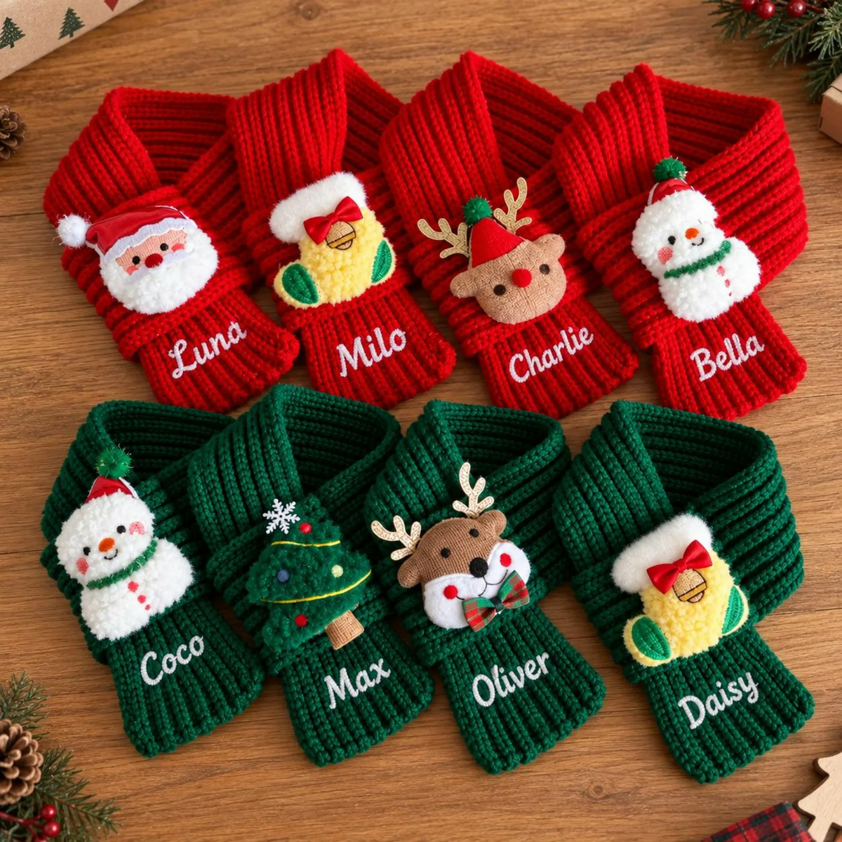 Personalized Embroidered Dogs And Cats Christmas Scarf | MNAccs127