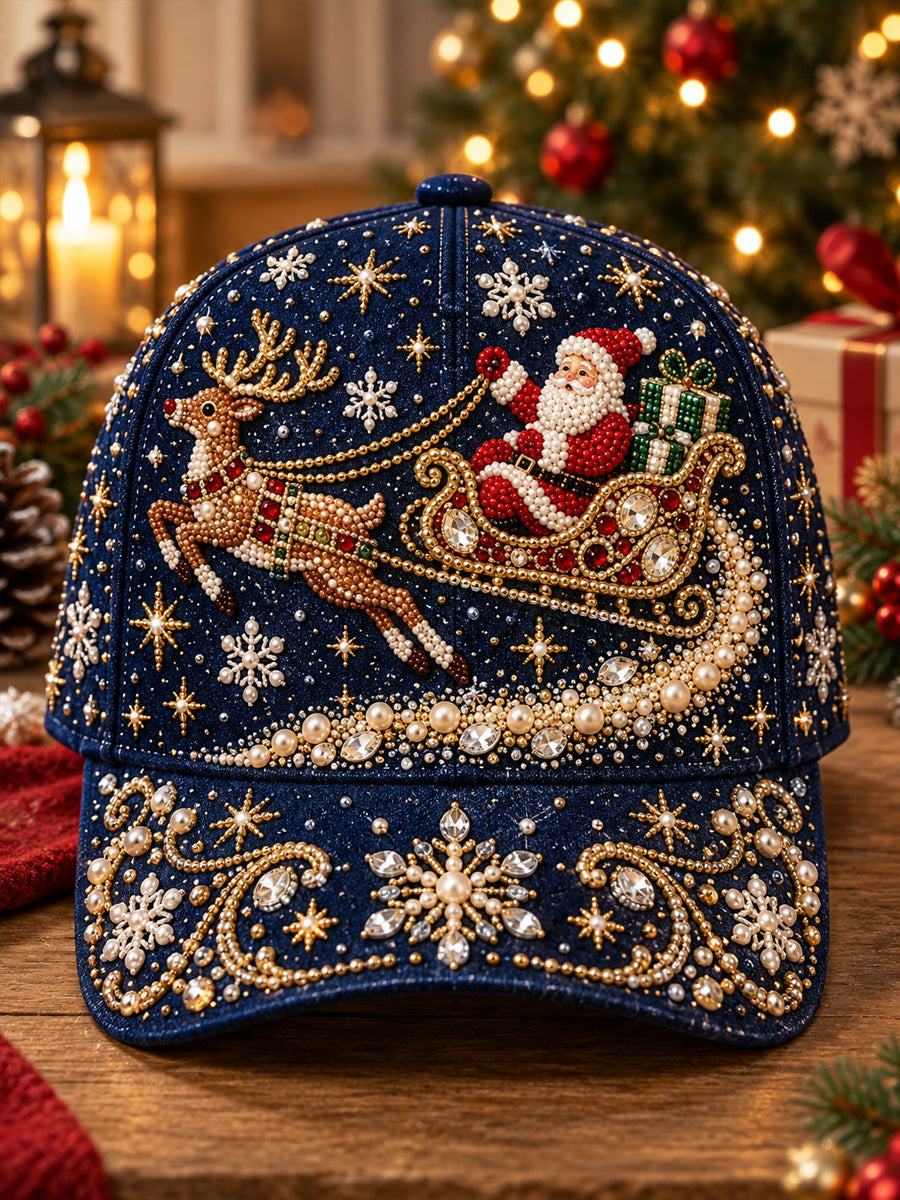 Christmas Santa Vintage Art Pearl Baseball Cap