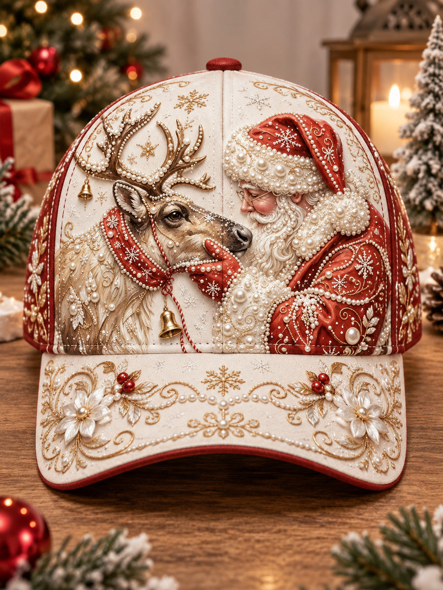 Christmas Santa Vintage Art Pearl Baseball Cap