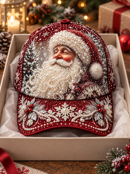 Christmas Santa Vintage Art Pearl Baseball Cap