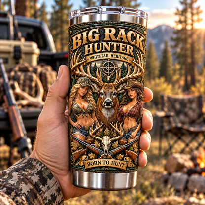 Big Rack Hunter “White Tails Year Round” Whitetail Heritage Insulated Travel Tumbler