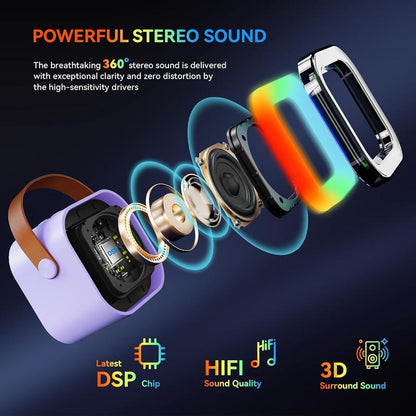 Portable Mini Karaoke Machine with 2 Wireless Microphones