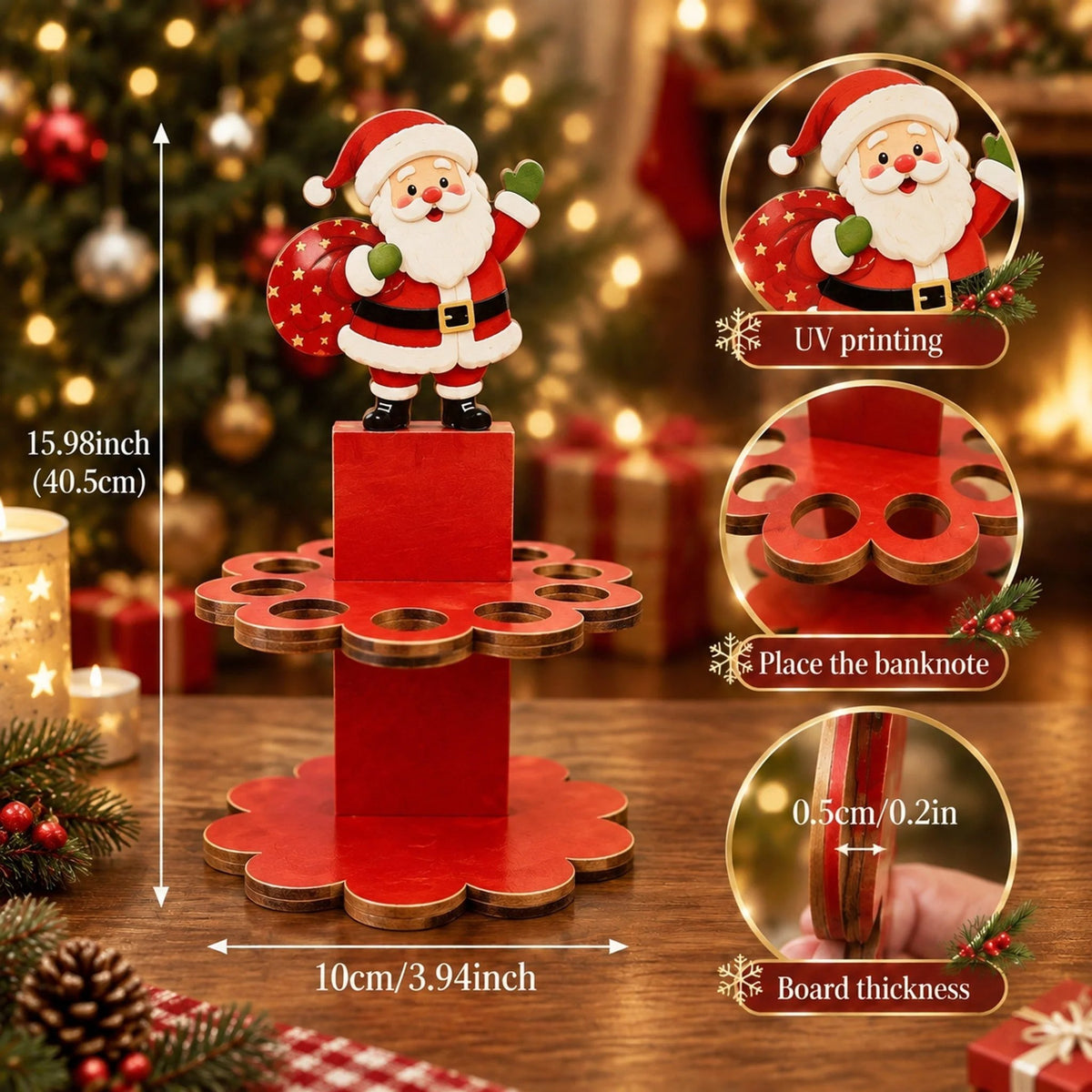 🎄LAST DAY 49% OFF✨ - Christmas Tabletop Wooden Money Holder🎁