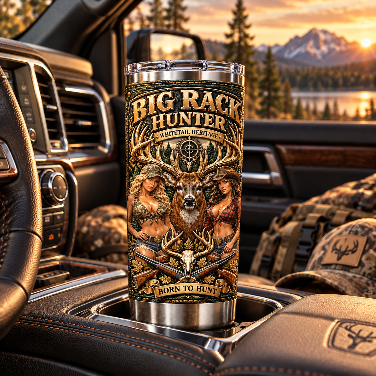 Big Rack Hunter “White Tails Year Round” Whitetail Heritage Insulated Travel Tumbler
