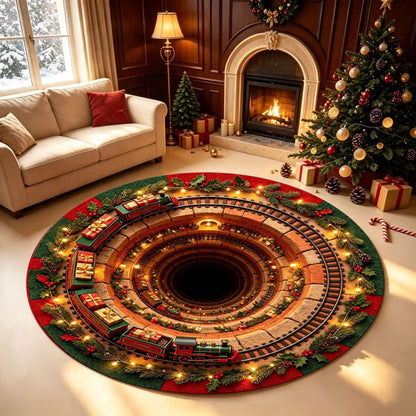 🎄 Alfombra redonda con ilusión óptica 3D de gnomo navideño | Divertido y festivo, ¡un imprescindible para la decoración del hogar! ⭐🏠🎁