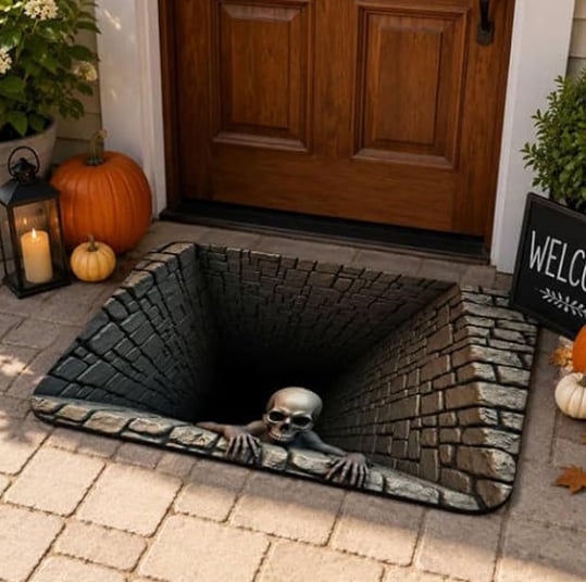🎃 Halloween Skeleton 3D Illusion Floor Mat