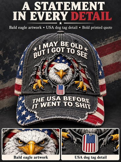 Vintage Eagle Washed Baseball Cap – Rugged Style, American Pride 🦅