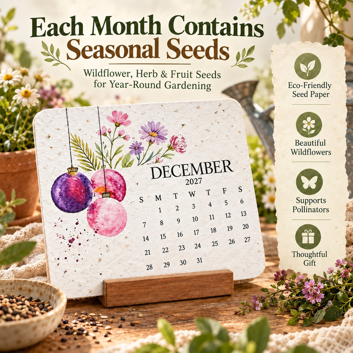 ✨🏆Early Holiday Sale 49% OFF🌱Eco-Friendly Plantable “Timeless” Seed Calendar 2027