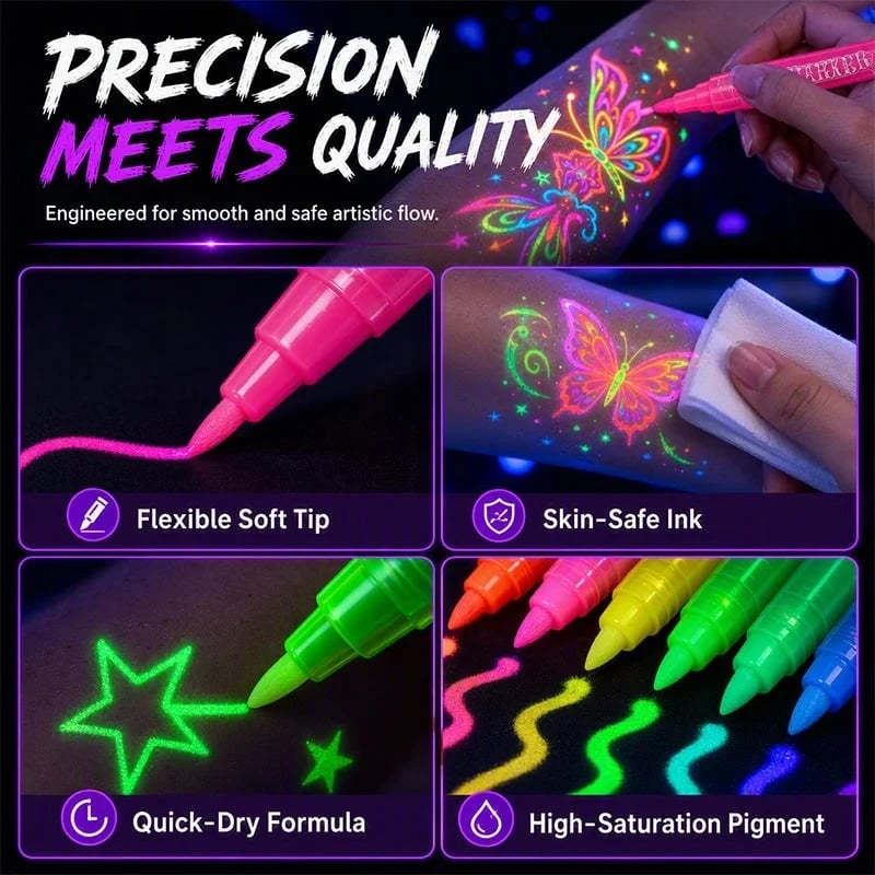 🔥Last Day 50% OFF - Novocanvas Glow Party Tattoo Pens