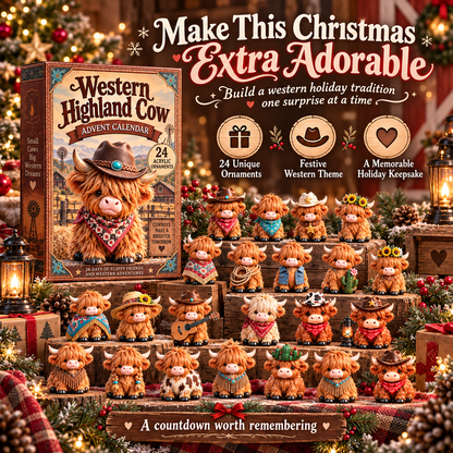 🎄CHRISTMAS KICKOFF 40% OFF - Western Highland Cow Advent Calendar 2026