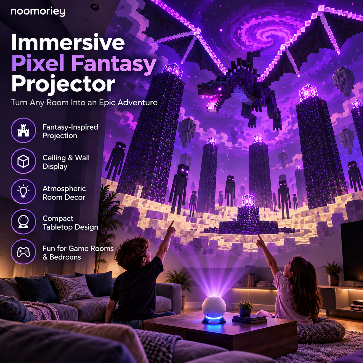 🔥Hot Sale🎮 Pixel Fantasy Scene Projector – Ambient Decor for Gaming Rooms