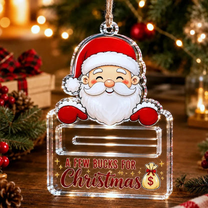 🎄 Adorno Soporte de Dinero Navideño Transparente | Acrílico Transparente Premium con Detalles Festivos de Personajes, Ranura Oculta para Dinero en Efectivo y Cuerda para Colgar Incluida 💵✨