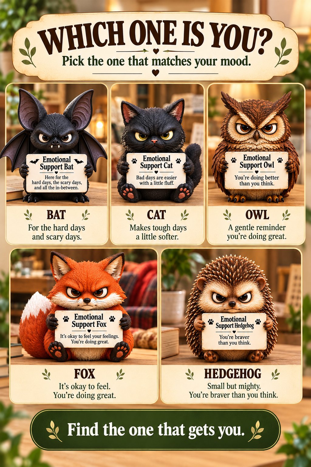 ⏳ Last Day: 49% OFF – Emotional Support Animals (5 Grumpy Styles) 🐾