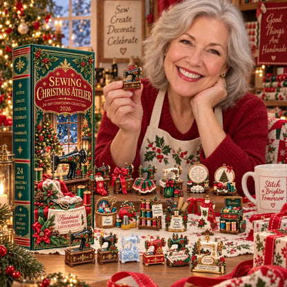 🎄 2026 Sewing Advent Calendar – 24 Days of Mini Sewing Treasures in a Vintage Book Display Box