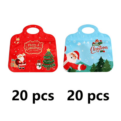 🎅Easy Fill, Easy Seal🎄Festive Self-Seal Treat Bags – Santa & Snowman Print🎅⛄