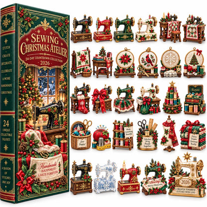🎄 2026 Sewing Advent Calendar – 24 Days of Mini Sewing Treasures in a Vintage Book Display Box
