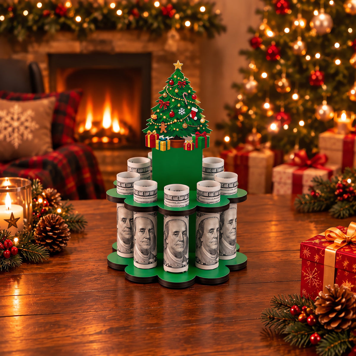 🎄LAST DAY 49% OFF✨ - Christmas Tabletop Wooden Money Holder🎁