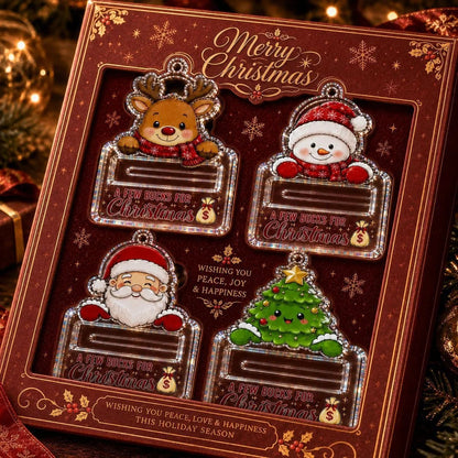 🎄 Adorno Soporte de Dinero Navideño Transparente | Acrílico Transparente Premium con Detalles Festivos de Personajes, Ranura Oculta para Dinero en Efectivo y Cuerda para Colgar Incluida 💵✨