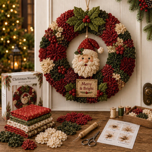 🎄 Christmas 3D Fabric Poke Wreath DIY Kit ✨