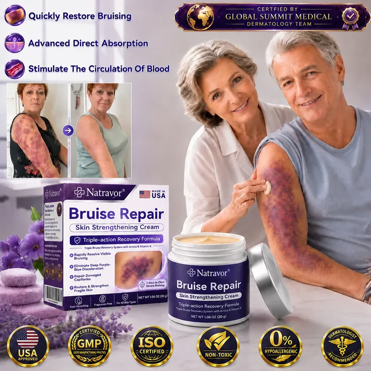 Natravor® cream to repair bruises and strengthen the skin.