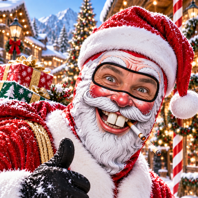 🎿 Realistic Ski & Snowboard Face Mask – Funny Balaclava | New Santa Elf Style🎅