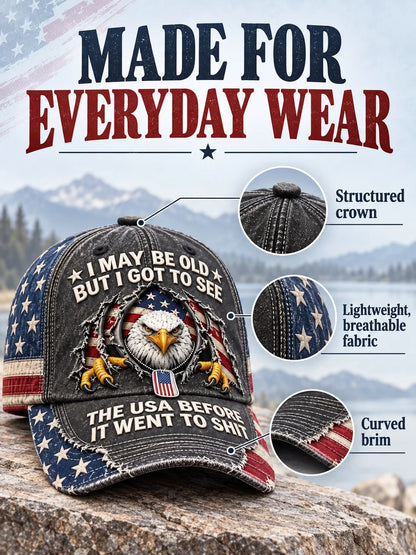 Vintage Eagle Washed Baseball Cap – Rugged Style, American Pride 🦅