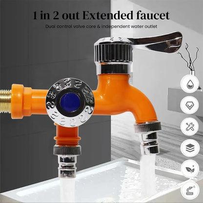 Dual Outlet Washing Machine Faucet, 1 In 2 Out Water Tap
