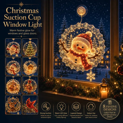 Lighted Christmas Window Decoration with Suction Cup | Warm LED Window Light with Double-Layer Design & Multiple Festive Styles ✨