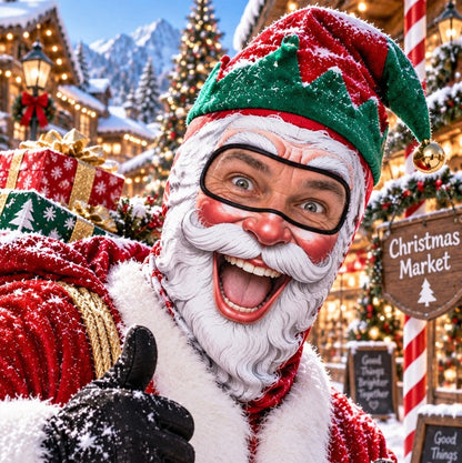 🎿 Realistic Ski & Snowboard Face Mask – Funny Balaclava | New Santa Elf Style🎅