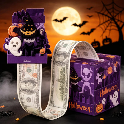 💵🎄 Christmas Money Pull Surprise Box 50 Fillable Pockets for Cash, Treats, Notes & More 🎁