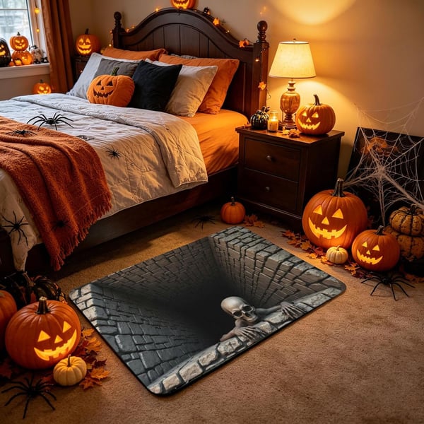 🎃 Halloween Skeleton 3D Illusion Floor Mat